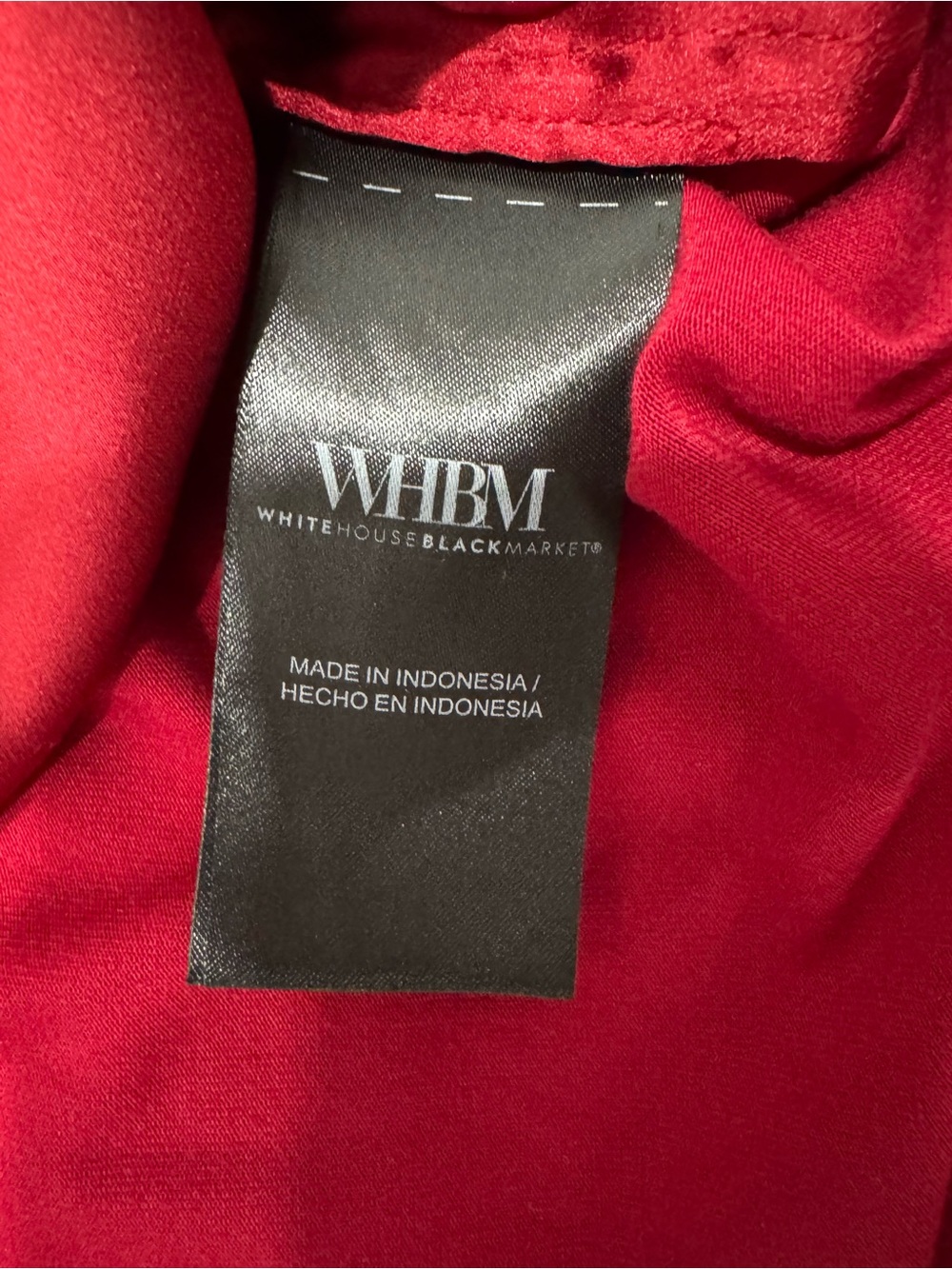 White House Black Market Red Silky V-Neck Long Sleeve Blouse - Picture 4 of 7